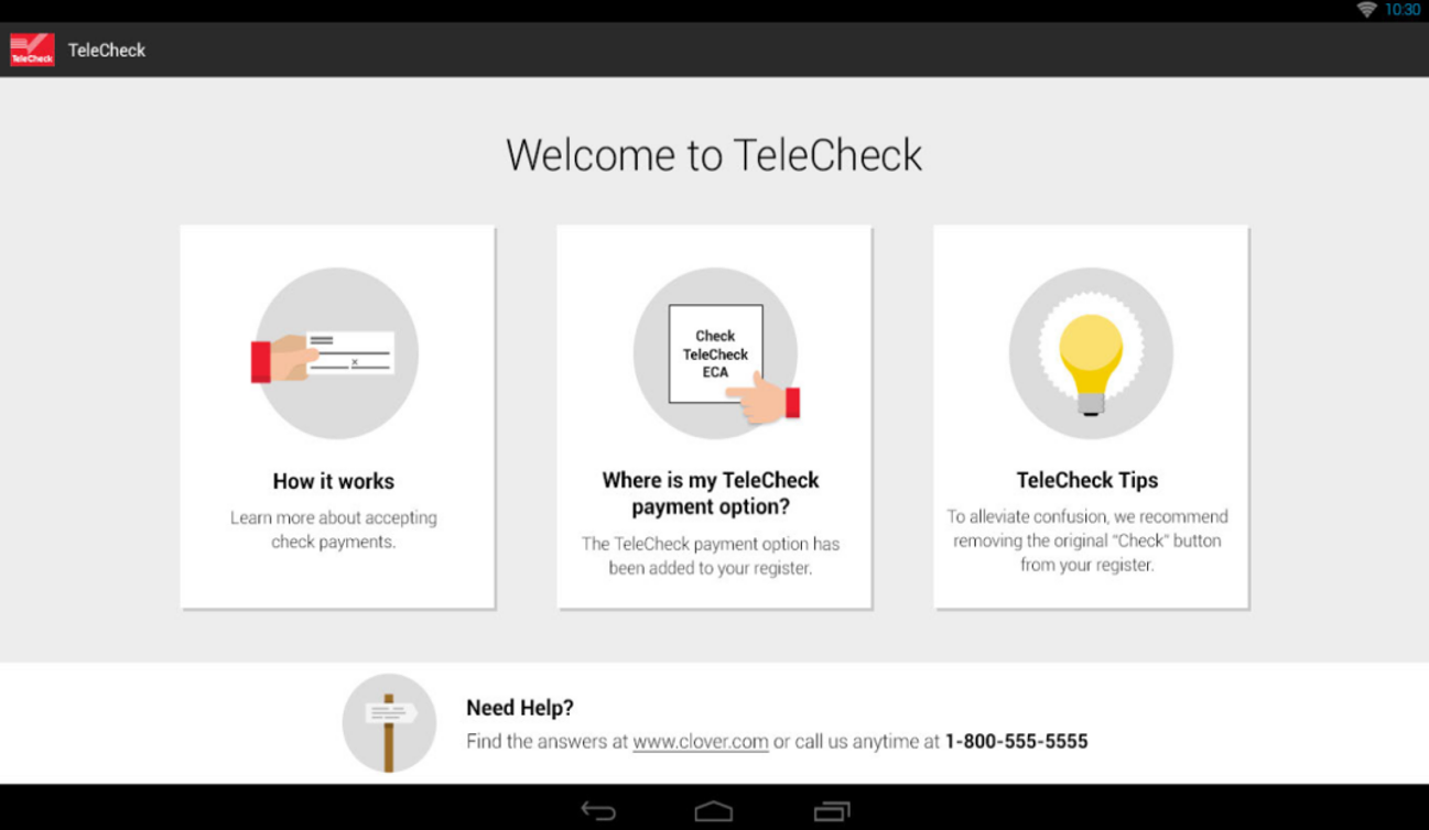 Telecheck App on Clover